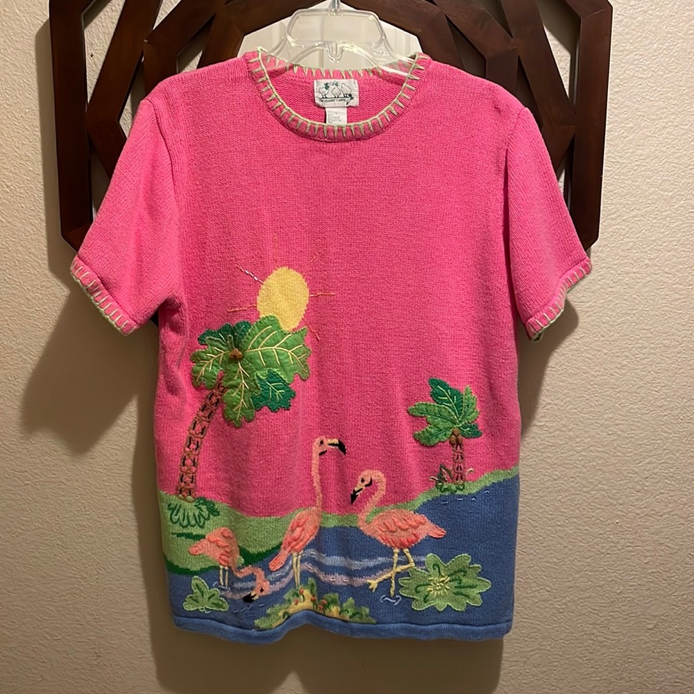 Quacker Factory Flamingo Short Sleeve